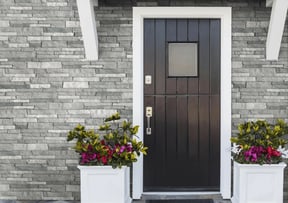 Tando Siding Stacked Stone Glacier Bay Front-Door | Berkeley Exteriors